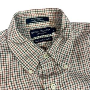 Daniel Cremieux Collection Mens L Button Down Plaid Shirt Fine Italian Fabric